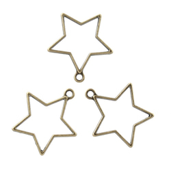 レジン　枠　星　アンティーク　40個　金古美　カン付き　空枠　フレーム　スター　チャーム　パーツ　AP2746 2枚目の画像