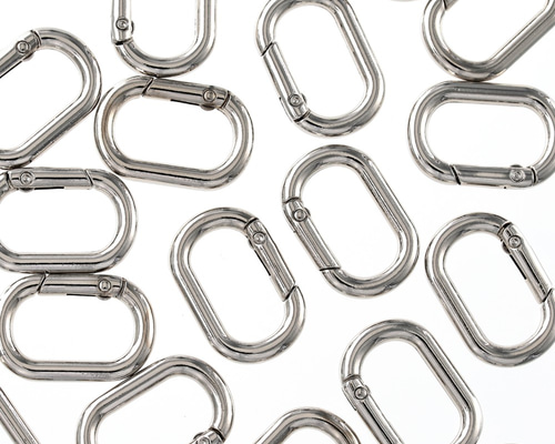 カラビナ 楕円 シルバー 20個 オーバル キーホルダー アクセサリー