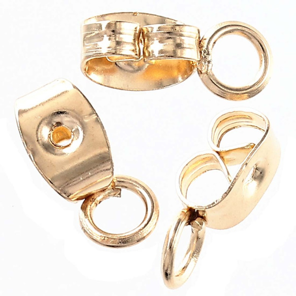 ピアスキャッチ　カン付き　ゴールド　40個　KC金　おしゃれ　アクセサリー　パーツ　ハンドメイド　金具　AP2829 2枚目の画像