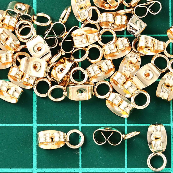 ピアスキャッチ　カン付き　ゴールド　40個　KC金　おしゃれ　アクセサリー　パーツ　ハンドメイド　金具　AP2829 5枚目の画像