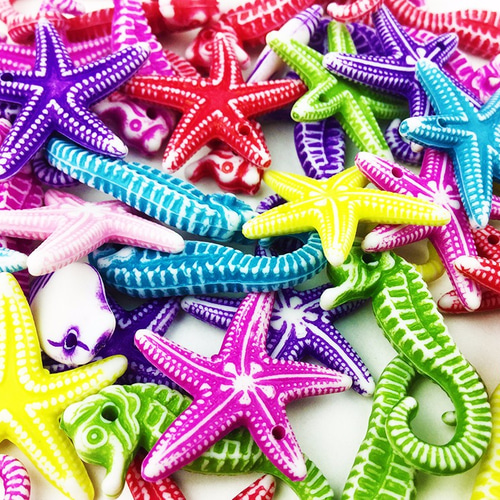 送料無料 ビーズ シェル ヒトデ スターフィッシュ 50個 セット 大きめ  