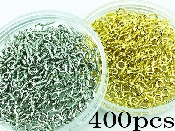 送料無料 ヒートン 金具 8mm ゴールド シルバー 400個 ネジ ねじ ヒートン 金具 8mm ゴールド 0036 金具・チェーン ...