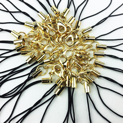 送料無料　カニカン 付き ストラップ　ゴールド　30本 金 キーホルダー パーツ ハンドメイド 素材 　（AP0116） 1枚目の画像