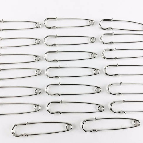 送料無料 カブトピン キルトピン シルバー 70mm 20個 ブローチ ピン