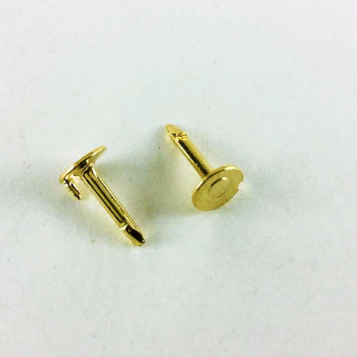 送料無料 ピンバッジ 針 ゴールド 100個 全長8mm 皿径4mm 針太さ1mm 蝶