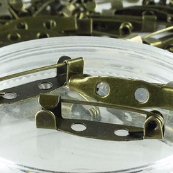 送料無料　ブローチピン　20mm　100個　金古美　アンティーク ゴールド　2穴　ウラピン　ブローチ　金具　AP0211 6枚目の画像