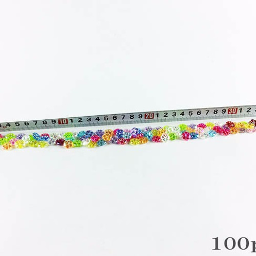 送料無料 フラワー ビーズ 花 100個 10mm 穴あり ロンデル