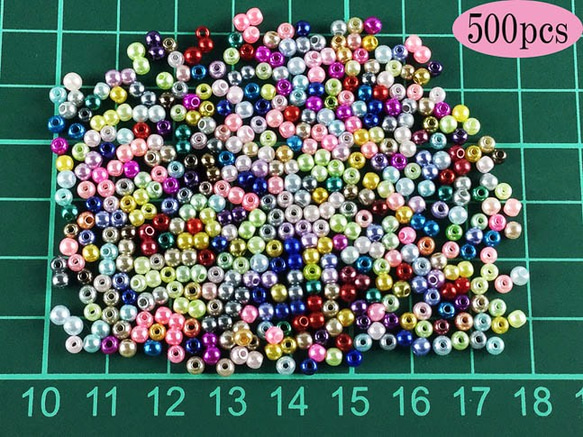 パール ビーズ　3mm　穴あり　500個　光沢　カラフル　丸　ラウンド　デコ　レジン　ガラスドーム　パーツ AP0284 5枚目の画像