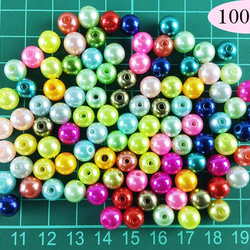 パール ビーズ　8mm　穴あり　100個　光沢　カラフル　丸　ラウンド　デコ　レジン　ガラスドーム　パーツ AP0285 6枚目の画像