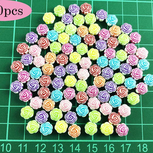 送料無料 ビーズ 薔薇 100個 8mm フラワー ロンデル バラ ビーズ 花