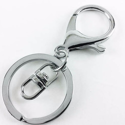 送料無料　完成品　ナスカン　シルバー　10個　銀　二重 リング　回転 フック　付き キーホルダー パーツ AP0304 2枚目の画像
