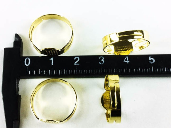 送料無料　リング パーツ　指輪　8mm台座付き　ゴールド　金色　50個　サイズフリー　アクセサリー  AP0340 3枚目の画像