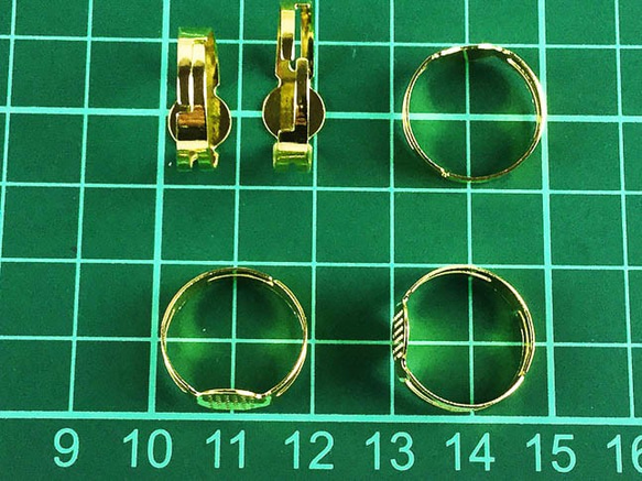 送料無料　リング パーツ　指輪　8mm台座付き　ゴールド　金色　50個　サイズフリー　アクセサリー  AP0340 6枚目の画像