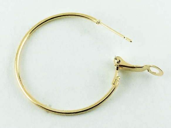 送料無料　フープピアス　パーツ　ゴールド　KC金　20個　10ﾍﾟｱ　輪サイズ30mm　バネ式　ピアス　（AP0352） 3枚目の画像