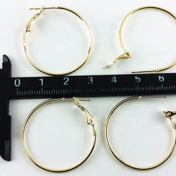 送料無料　フープピアス　パーツ　ゴールド　KC金　20個　10ﾍﾟｱ　輪サイズ30mm　バネ式　ピアス　（AP0352） 4枚目の画像