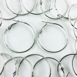 送料無料　フープピアス　パーツ　シルバー　銀色　20個　10ﾍﾟｱ　輪サイズ30mm　バネ式　ピアス　金具　AP0353 1枚目の画像