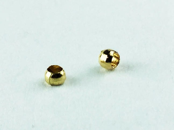 送料無料　かしめ玉　つぶし玉　200個　ゴールド　KC金　サイズ【 2mm 】　カシメ玉　アクセ　金具 AP0401 2枚目の画像