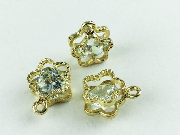 送料無料　チャーム　50個　ゴールド　フラワー　アクセサリーパーツ　花　ネックレス　ピアス　イヤリング　AP0257 2枚目の画像