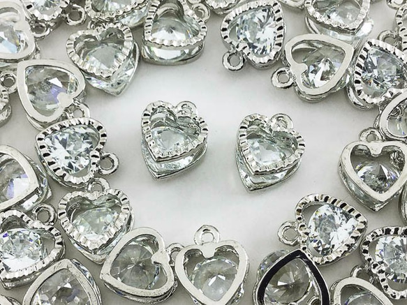 送料無料 チャーム 50個 シルバー ハート アクセサリーパーツ