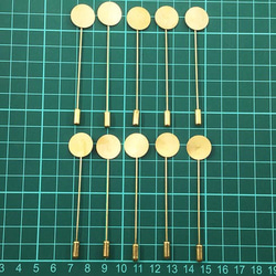 送料無料　ブローチピン　10個　ゴールド　キャッチ　台座付き　ピンブローチ ハットピン ショールピン AP0441 6枚目の画像