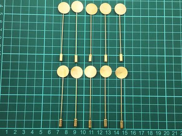 送料無料　ブローチピン　10個　ゴールド　キャッチ　台座付き　ピンブローチ ハットピン ショールピン AP0441 6枚目の画像