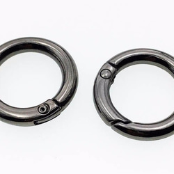 送料無料　カラビナ　丸　ガンメタ　10個　24mm　サークル キーホルダー ストラップ パーツ　リング  AP0444 2枚目の画像