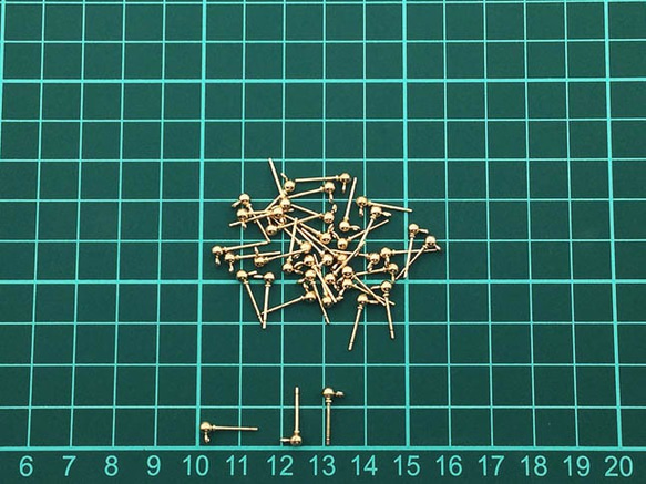 送料無料　ピアス パーツ　ゴールド　KC金　40個　3mm　丸玉　カン 付き　 ポストピアス アクセサリー AP0636 7枚目の画像