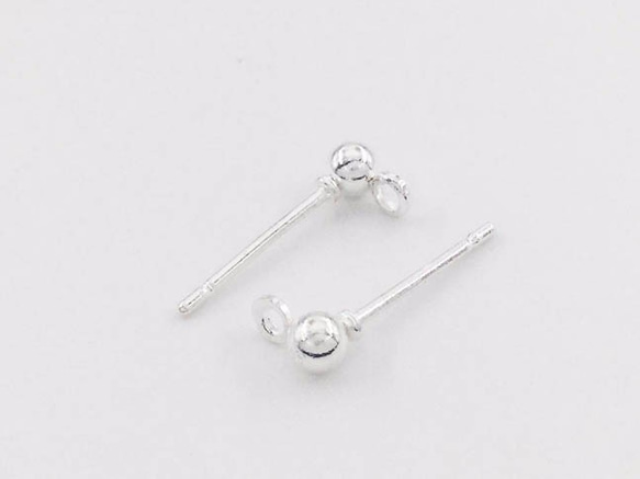 送料無料　ピアス パーツ　シルバー　白銀　40個　3mm　丸玉　カン 付き　 ポストピアス アクセサリー AP0638 2枚目の画像