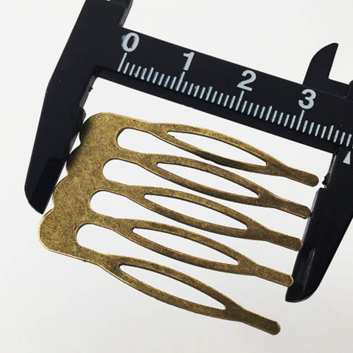 送料無料 ヘアコーム パーツ 5本足 20個 金古美 アンティークゴールド