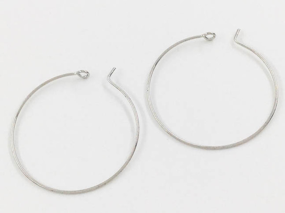 送料無料　フープピアス　パーツ　30mm　50個　シルバー　ピアス アクセサリー パーツ 金具　AP0722 3枚目の画像