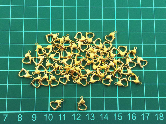 送料無料　カニカン　ハート　ゴールド　50個　10mm　金具　留め具　留め金具　ストラップ　ネックレス　AP0755 7枚目の画像