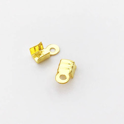 送料無料　紐止め金具　カシメ　ゴールド　200個　幅3mm　エンドパーツ　留め金具　アクセサリー　パーツ　AP0833 2枚目の画像