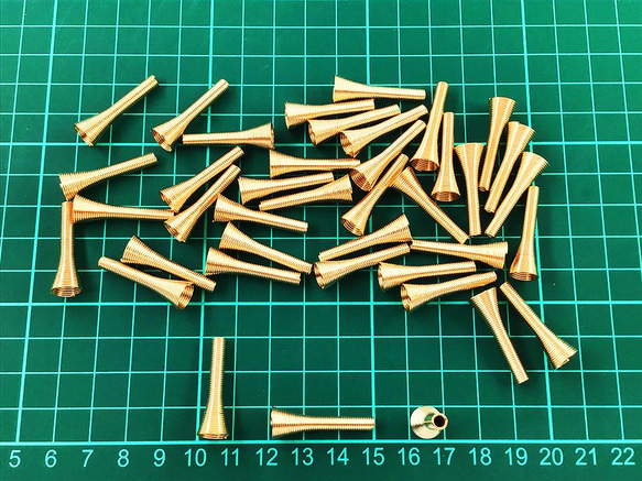 送料無料　ビーズキャップ コーン型　全長27mm　ゴールド　KC金　40個　コイルパーツ　AP0912 6枚目の画像