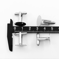 送料無料　カフスボタン　パーツ　10個　平台座　15mm　台座付　カフリンクス　パーツ　セッティング　台座　AP0923 3枚目の画像