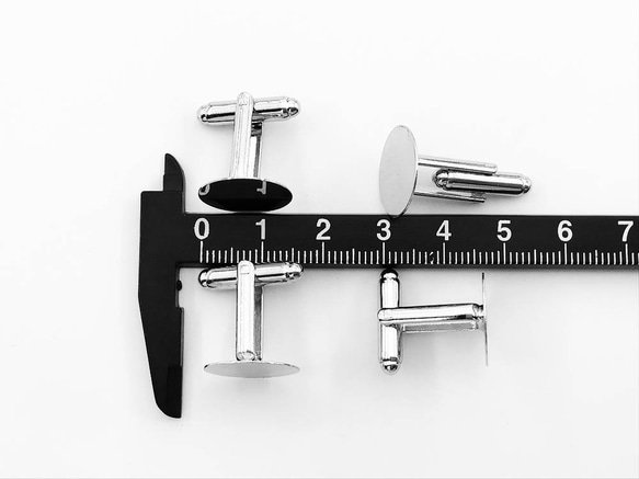 送料無料　カフスボタン　パーツ　10個　平台座　15mm　台座付　カフリンクス　パーツ　セッティング　台座　AP0923 3枚目の画像