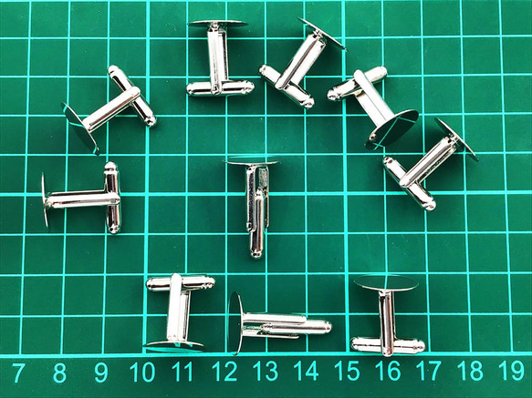 送料無料　カフスボタン　パーツ　10個　平台座　15mm　台座付　カフリンクス　パーツ　セッティング　台座　AP0923 7枚目の画像