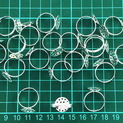 送料無料　リングパーツ　指輪　パーツ　セッティング台座　シャワー台座付き　20個　シルバー　白銀　 AP0925 8枚目の画像