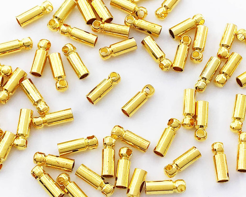送料無料 カツラ ゴールド 50個 2x6 エンドパーツ 留め具 紐留め