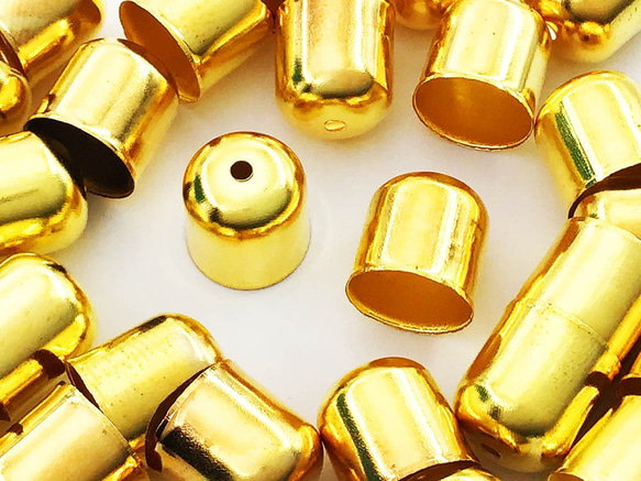 送料無料　カツラ　ゴールド　30個　10x10　カン無し　エンドパーツ　留め具　紐留め　金具　AP0968 1枚目の画像