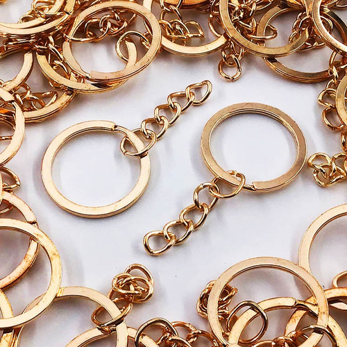 送料無料 キーホルダー 金具 ゴールド KC金 50個 キーリング 25mm  