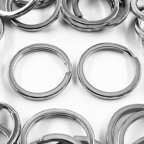 平キーリング 20mm シルバー 50個 二重リング キーホルダー ストラップ