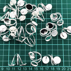 送料無料　指輪　パーツ　ミール皿　台座　2連　白銀　シルバー　20個　リングパーツ　アクセサリー　金具　AP1158 7枚目の画像