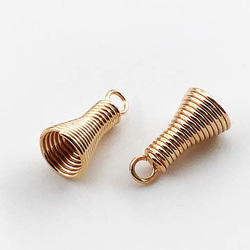 送料無料　ビーズキャップ等に　ゴールド　KC金　カン付き　スペーサー　コイル　貫通　キャップ　アクセサリー　AP1181 2枚目の画像