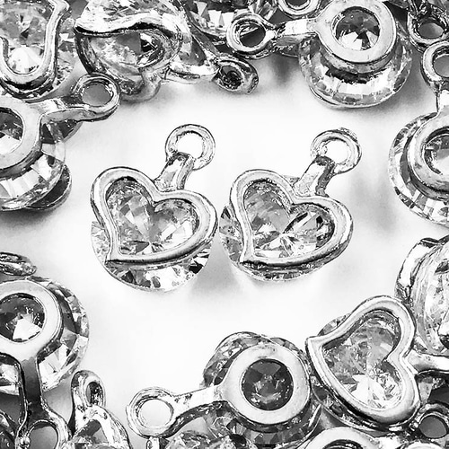 送料無料 チャーム 50個 ハート シルバー アクセサリーパーツ