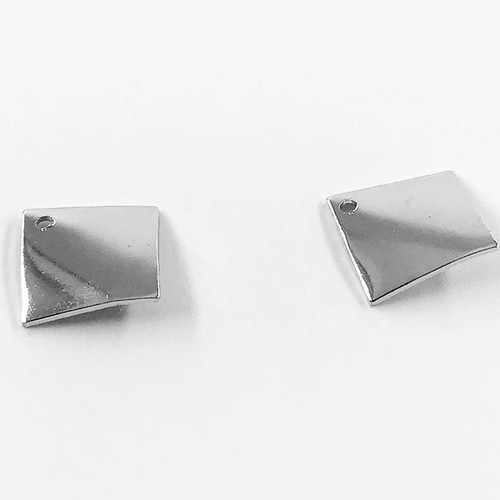 送料無料 メタル パーツ プレート スクエア 10mm ゆがみ加工 シルバー 