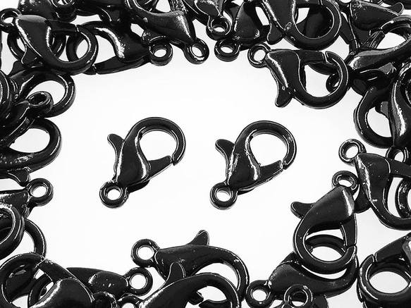 送料無料 カニカン ブラック 200個 12X8 金具 留め具 黒 アクセサリー