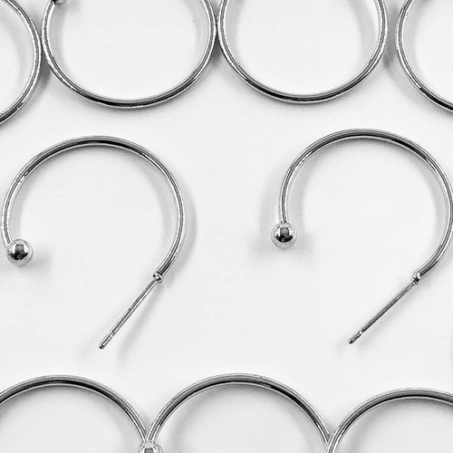 送料無料 フープピアス パーツ 小ぶり 丸玉付き シルバー 20個 ピアス