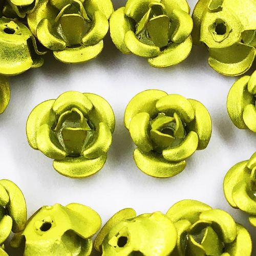 送料無料 アルミ薔薇 小さめ イエロー 7mm 100個 黄色 アルミバラ 