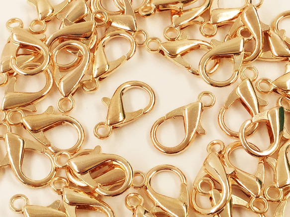 送料無料 カニカン 留め金具 大きめ 全長約21mm 40個 ゴールド KC金