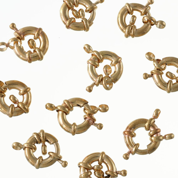 送料無料　引き輪　大きめ　ダブルカン付き（可動式）　10個　ゴールド　KC金　アクセサリーパーツ　AP1678 1枚目の画像
